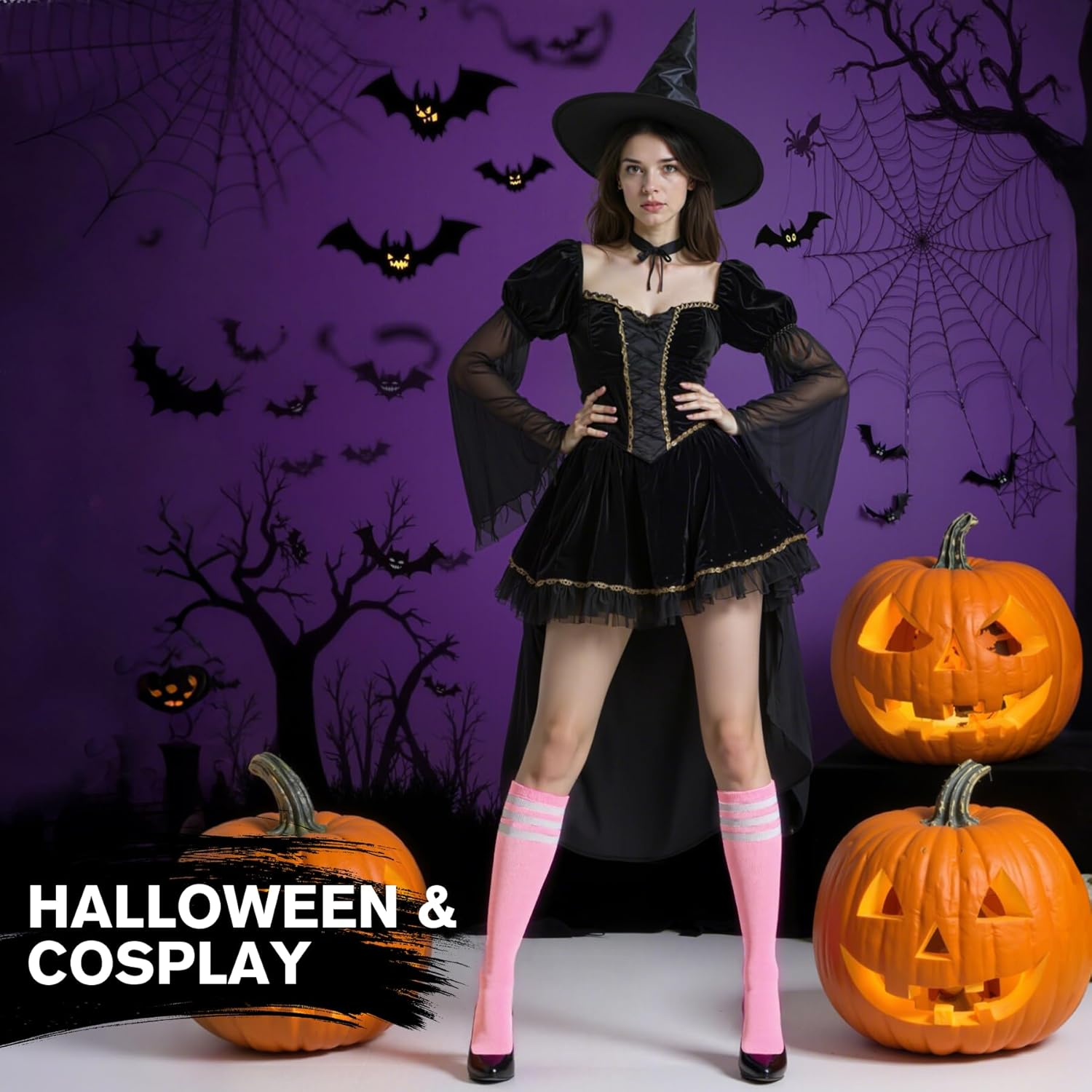 Womens Knee High Socks Casual Stripes Tube Socks Soft Strench Thigh High Athletic Socks for Women Outdoor Sport Socks image number 2