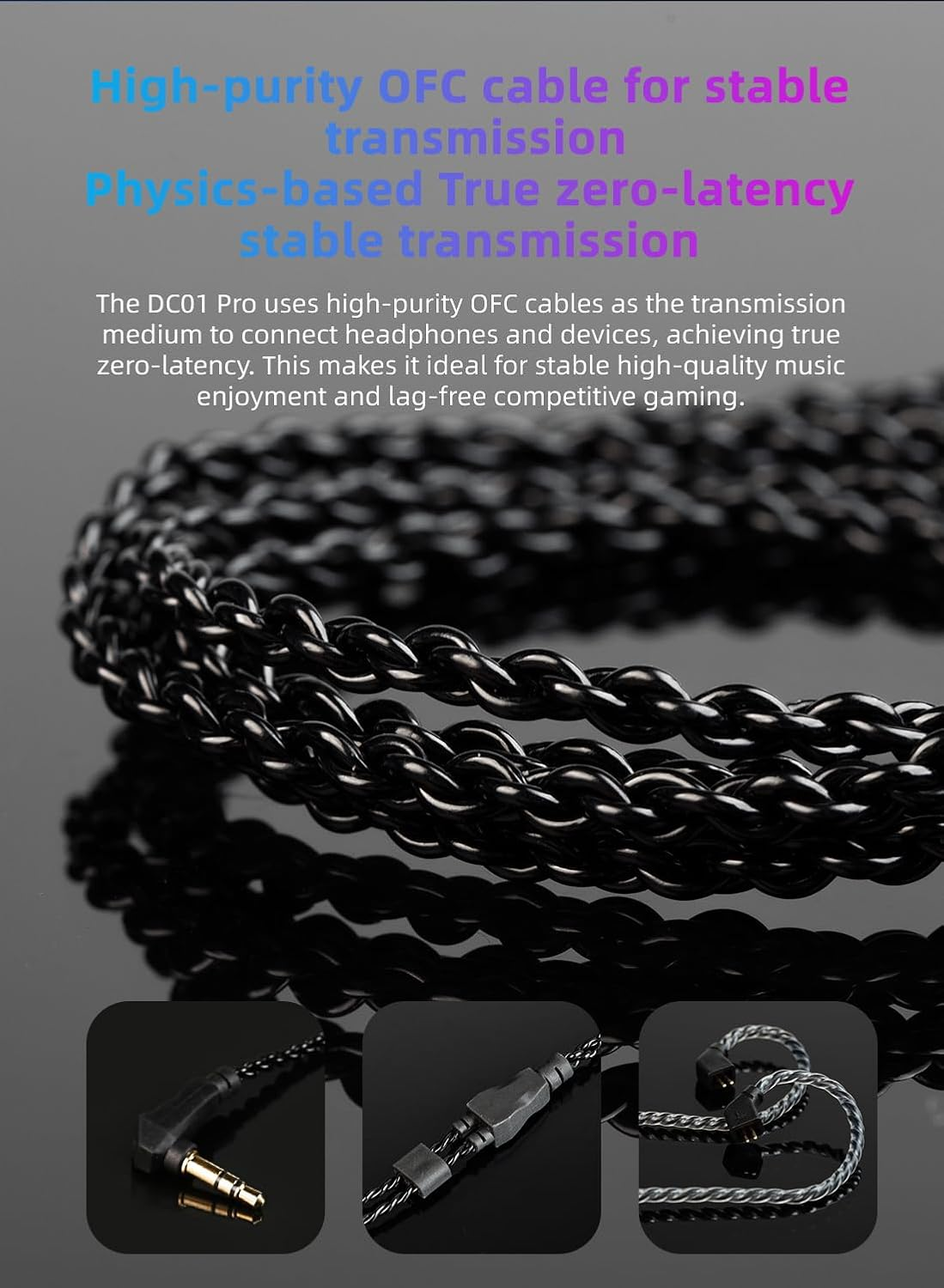 Yinyoo DC01 PRO Wired In-Ear Monitor Headphones, Deep Bass, Powerful Magnetic Composite Membrane, Purple-Blue, 22&Omega;, 110Db, 20-20Khz image number 1