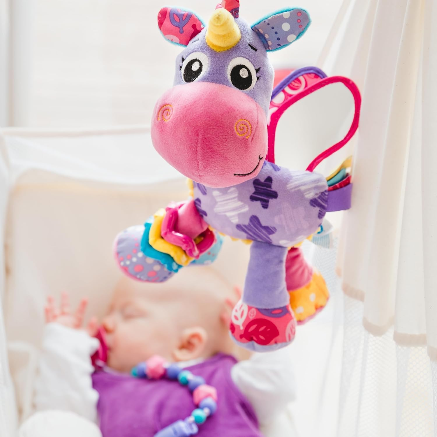 Playgro Activity Friend Star Unicorn - Unicorn Activity for Newborns from 0 Months with Clip, Vivid Texture and Colours image number 4