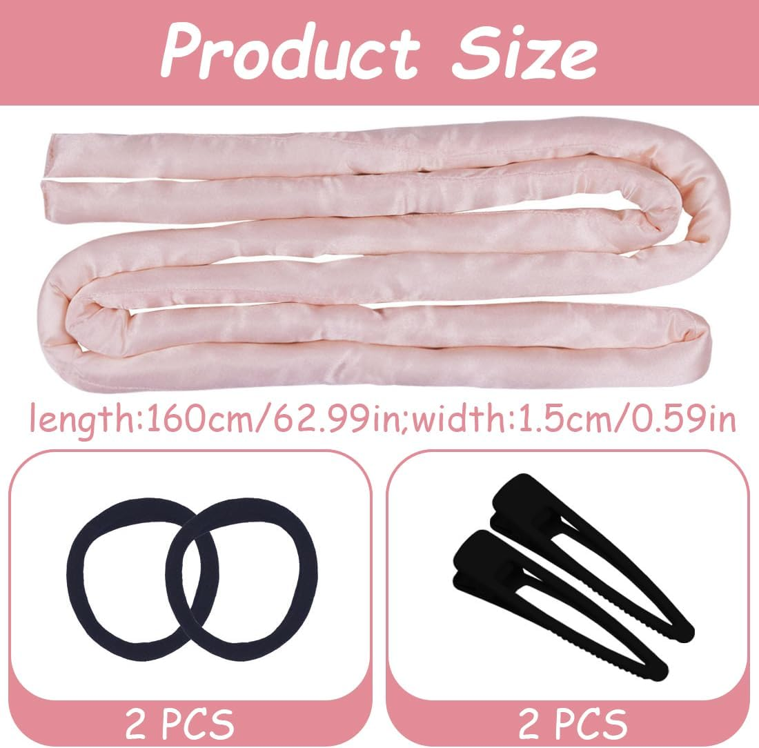 Heatless Small Curling Rods Headband, Non-Slip Heatless Curls, Curls without Heat, Hair Curler DIY Hair Curling Band Hairstyle Set for Long Medium Hair, Pink image number 1