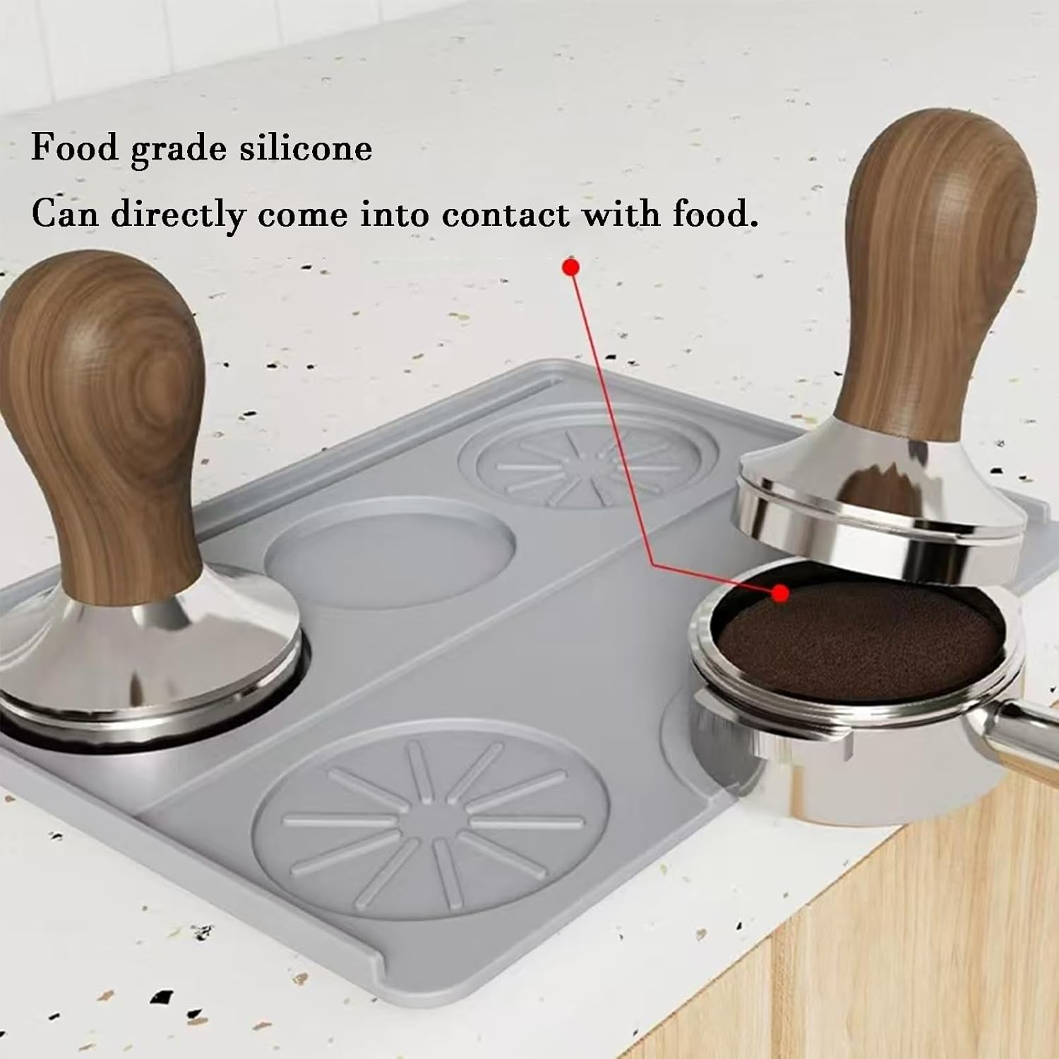 Espresso Coffee Mat, Food Grade Silicone Coffee Tamping Mat, Espresso Tamper Parafilter Distributor Organizer, Non-Slip Espresso Tamping Station Mat for Baristas Home Kitchen Bar Coffee Shop (Black)