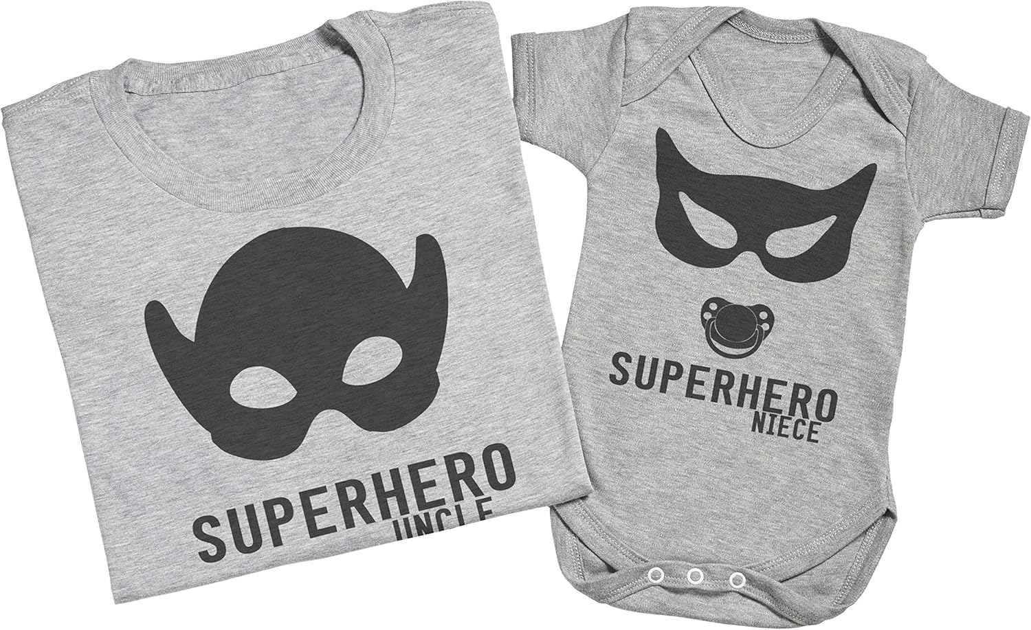 Zarlivia Clothing Superhero Niece - Matching Uncle Niece Gift Set - Mens T Shirt & Baby Bodysuit - Green - Small & 18-24 Months image number 1