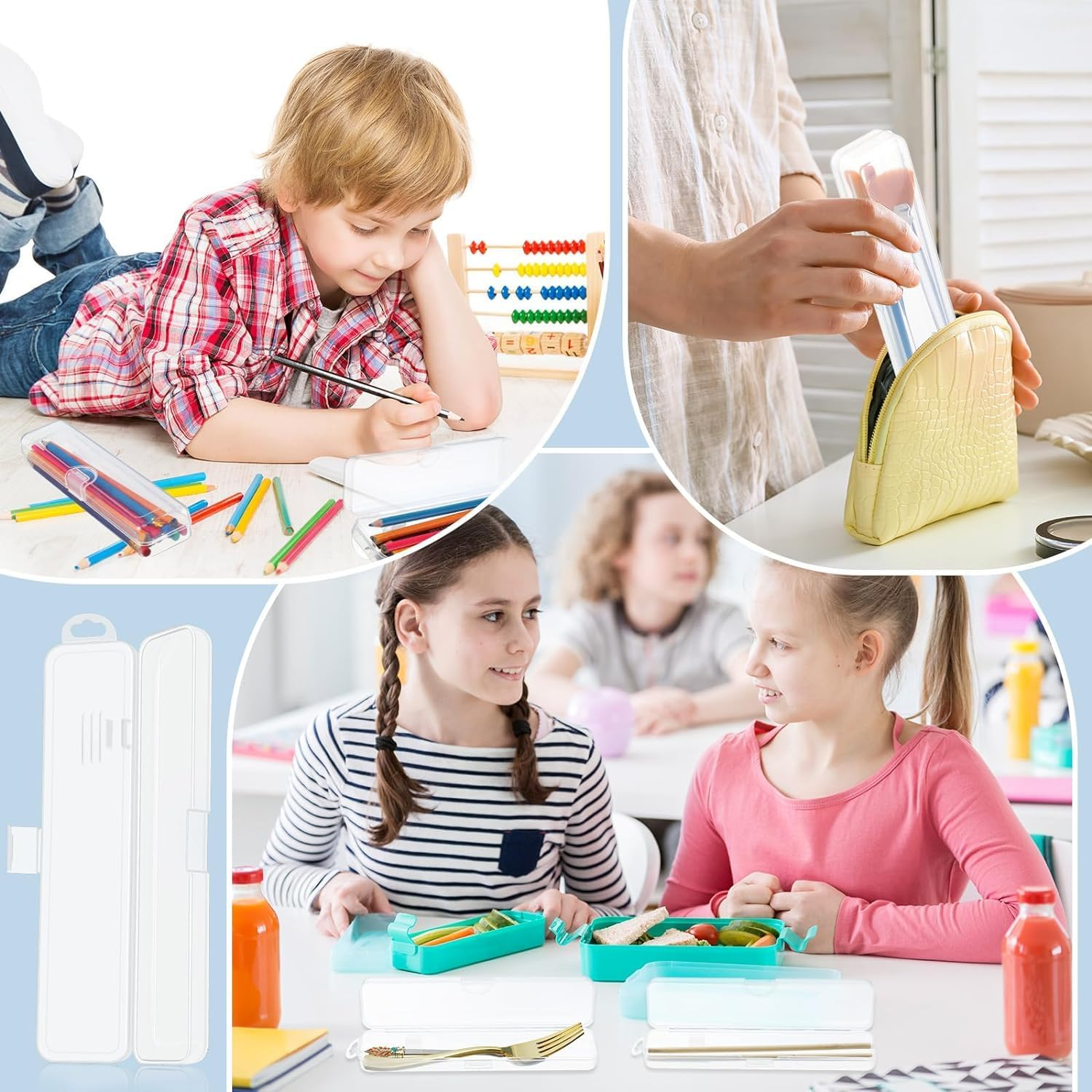 SAHENITEANA 4 Pack Portable Travel Toothbrush Case, Portable Clear Toothbrush and Toothpaste Storage Container Hard Plastic Transparent Toothbrush Carrying Box for Home,Travela, School image number 1