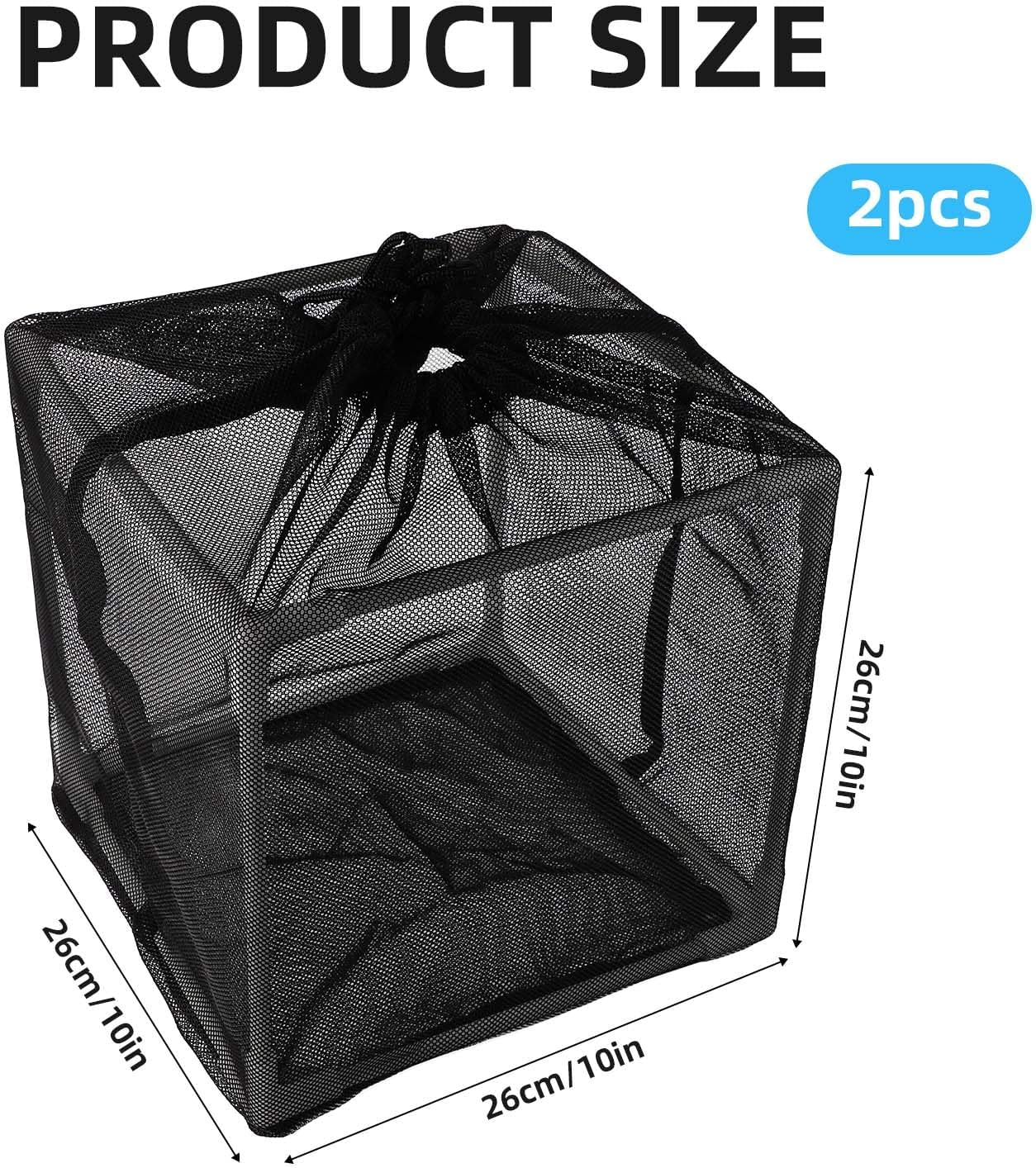 2Pcs Pond Filter Bag, 10 Inch Pump Barrier Bag Mesh Water Pump Cover anti Clogging Pond Filter Cube Media Box Basket for Outdoor Water Fish Ponds Waterfalls image number 3