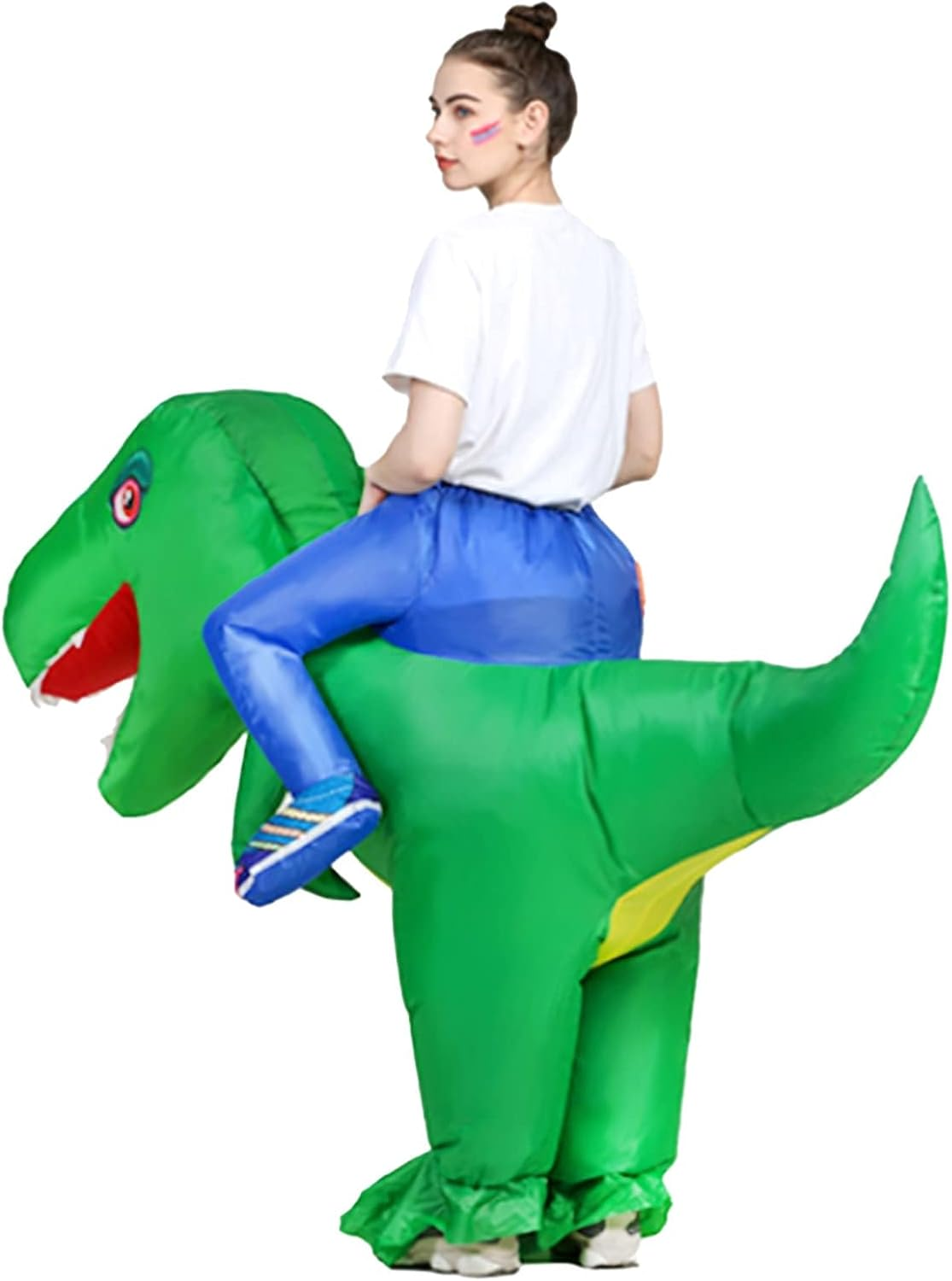 Inflatable Riding Dinosaur Costumes for Adult Kids, Funny Blow up Halloween Dinosaur Costume, Halloween Parent-Child T Rex Dino Suits Gifts