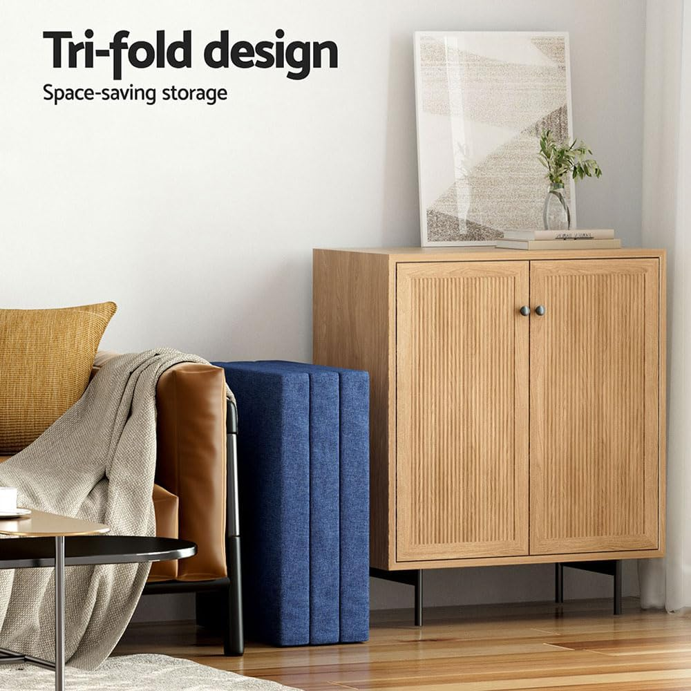 Giselle Bedding Queen Memory Foam Mattress Topper, Bamboo Foldable Folding Bed Mattresses Toppers Protector Cool Gel Cover Non Spring Sleeping Mat Home Bedroom, Removable Washable Blue image number 3