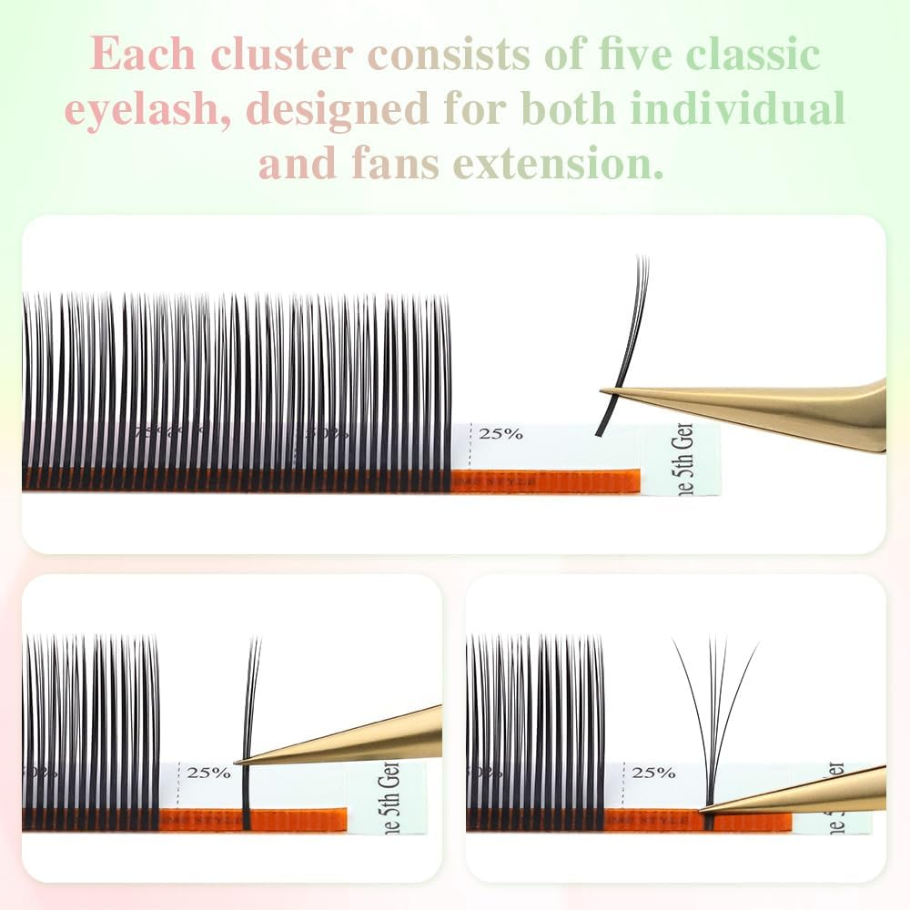 NAGARAKU Bouquet Eyelashes Extensions Air Series Premade Volume Spike Lashes 0.07Mm C Curl 8Mm-15Mm Mix Length Roots with Light Glue Fan/Wet Set/Anime/Manga Styles Lashes image number 1