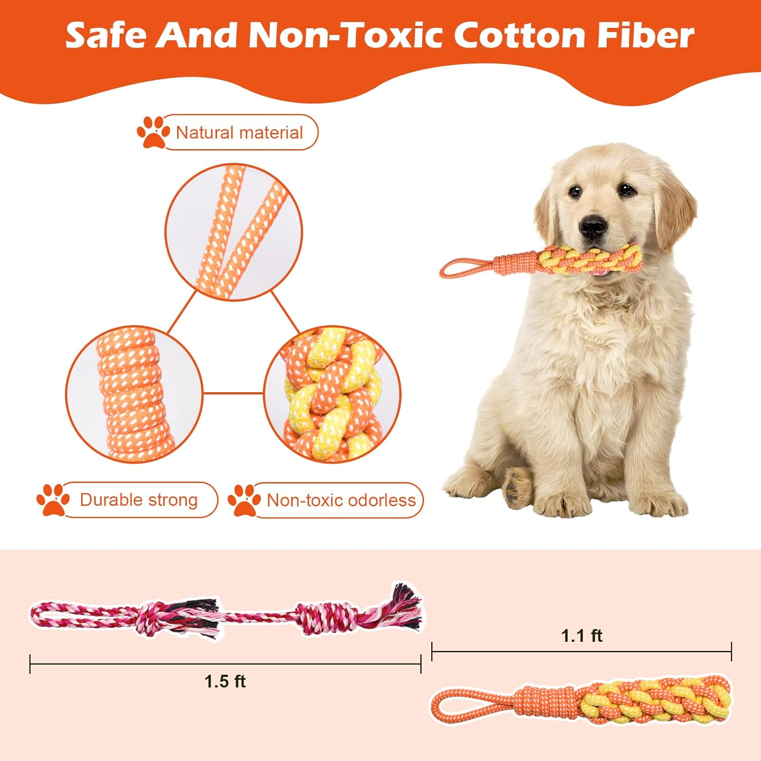 Door Anchor Dog Hanging Bungee Tug Toy for Small Dog Pull Rope and Tug of War, Indoor Outdoor Pull Interactive Toy, Durable Retractable Tugger Dog Rope Toy with 2 Chew Toys for Dogs and Cats image number 5