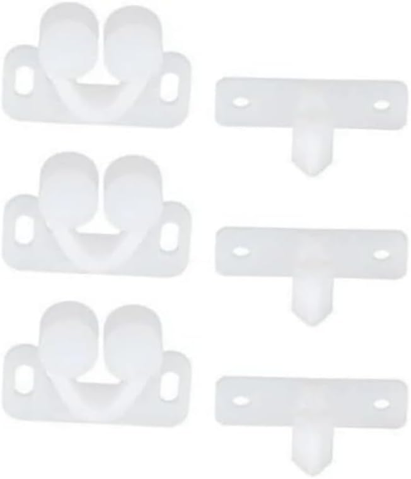 Yuanholumid 3Pcs White Marine Boat Ball Catch Door Cupboard Spring Back Plates Roller Latch Plastic Cabinet and Furniture Door Catches Catches Cabinet Hardware image number 2