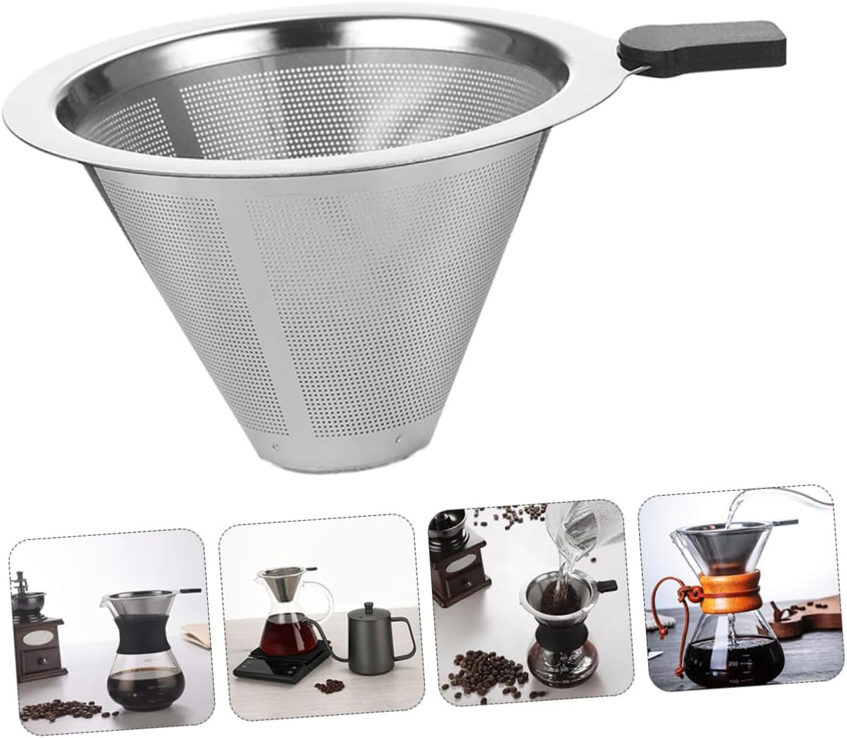 CIYODO Sturdy Stainless Steel Coffee Filter with Precision Mesh for Drip Brewing Wear-Resistant Tea Strainer Reusable and Easy to Clean for Home Coffee Bar and Espresso Brewing image number 2