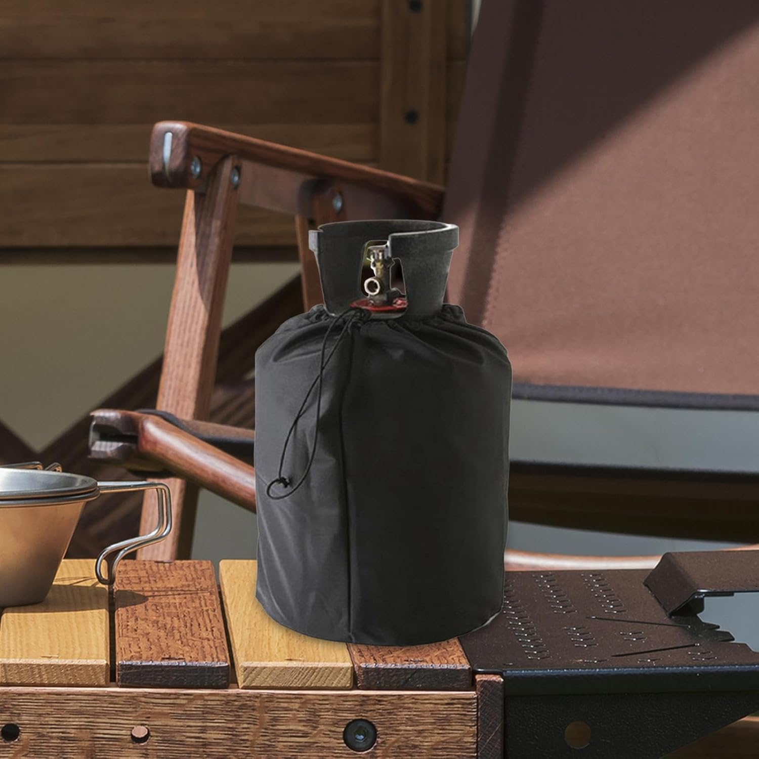 Gas Tank Bags Gas Tank Cover Can Bag Waterproof Drawstring Dust Cover Storage Bag Gas Bottle Cover for Camping Outdoor Work image number 4