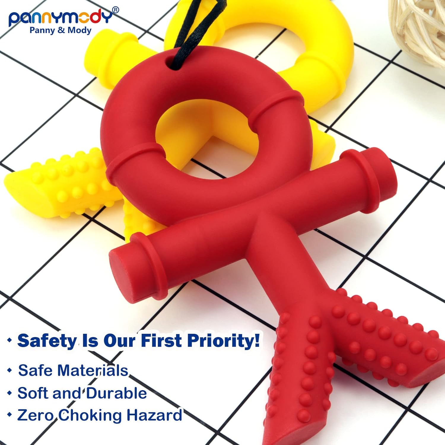 Panny & Mody Australian Local Manufacturer Sensory Chew Necklaces Chewable Jewellery for Boys and Girls, Silicone People Pendant Chewy Sticks ADHD Autism Chewing Toys Set for Kids Oral Sensory Motor Aids (Blue)