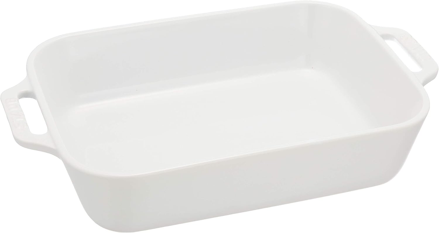Staub Dish 40508-589 Rectangular Dish, White, 7.9 X 6.3 Inches (20 X 16 Cm), Ceramic Au Gratin Dish, Oven Safe image number 2
