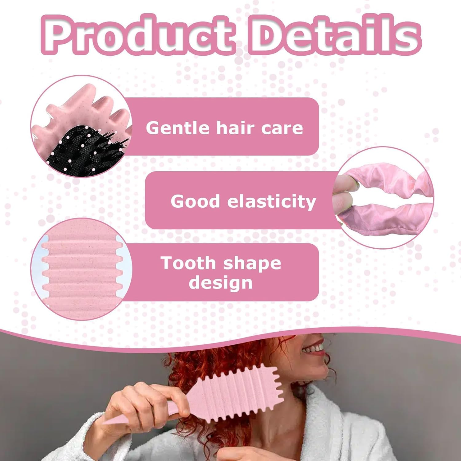 Curl Hair Brush, Organic Hair Brush without Pulling, Curl Define Styling Brush with 1 Scrunchies, Bounce Curl Brush, Curly Hair Brush, Curl Defining Brush, 3-In-1 Styling Brush for Curl Hairstyles image number 4