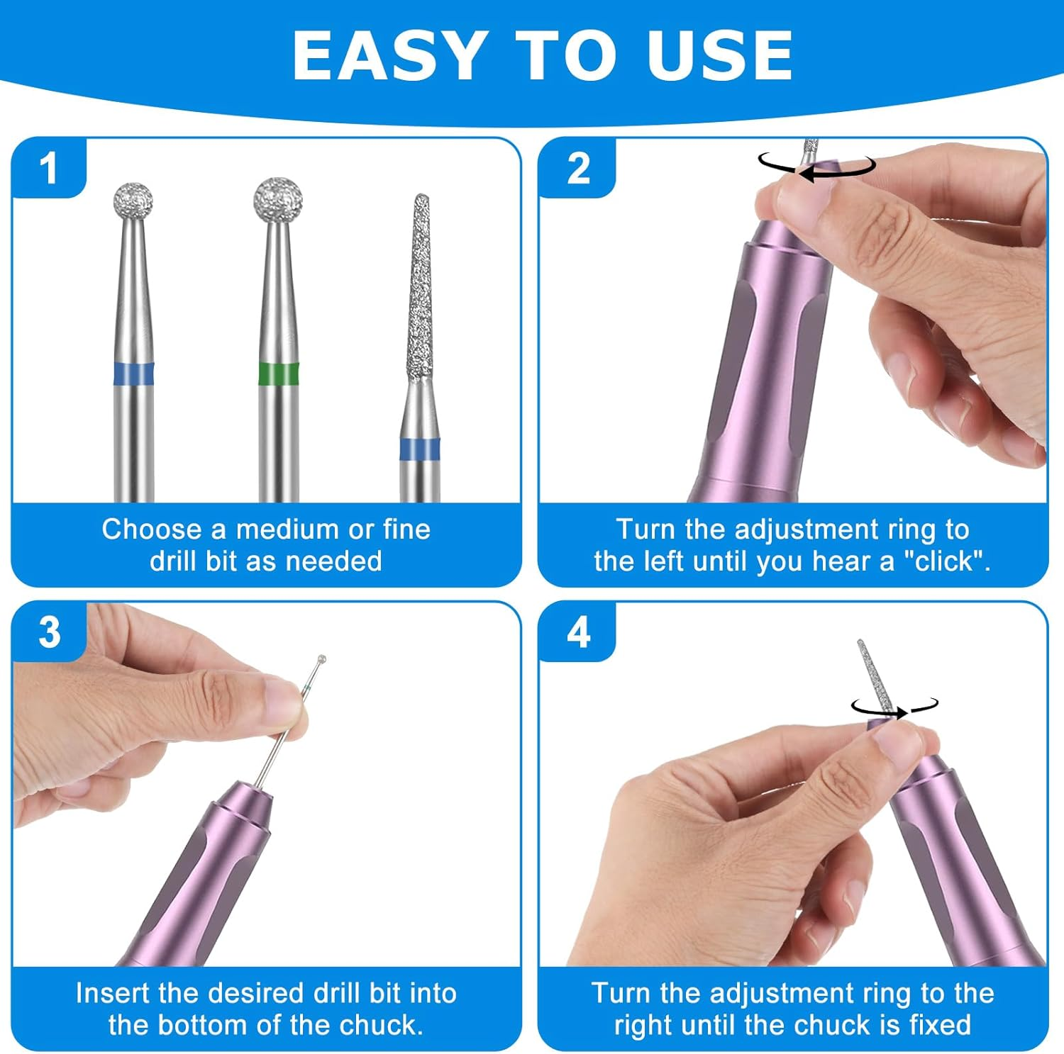 6PCS Ultra Fine Cuticle Bit for Nail Drill, 3/32" Diamond Nail Drill Bit Set, Safety Carbide Grinding Heads Cuticle Remover Nail File Bits for Acrylic Gel Nail Art, Manicure Pedicure Home Salon Tools image number 1