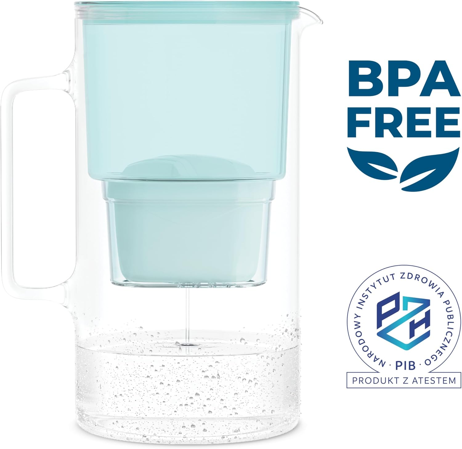 Wessper Glass Water Filter Jug 3L Cartridges Replacement for Dafi Unimax Aquaphor A5 Brita Maxtra+ Philips AWP212/10, Includes 1 Water Filter Cartridge, Reduces Limescale and Chlorine, Mint image number 4