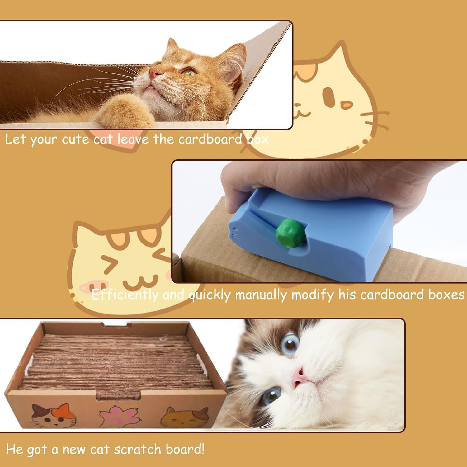 Cardboard Cutter for Cat Scratchers,3D Printed Kitten Shaped Cutter Cardboard Handheld Cardboard Cutter Tool, DIY Cat Scratchers Cardboard Strip Tool, Cardboard Cutting Machine for Cat Lovers image number 5