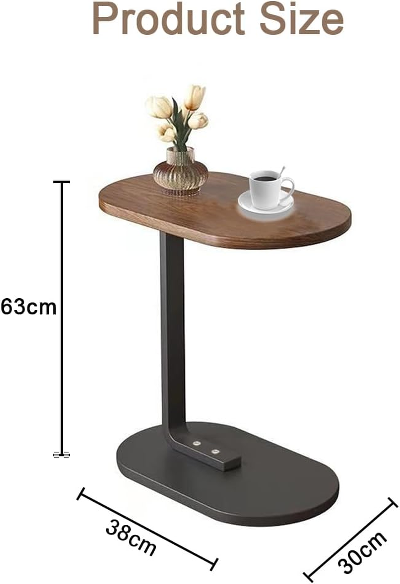 TOMVAES End Table Sofa Side Table Standing Desk Coffee Table with Rigid Steel Pipe Simple to Clean Desktop Suitable for Working by a Sofa,Walnut Color image number 5
