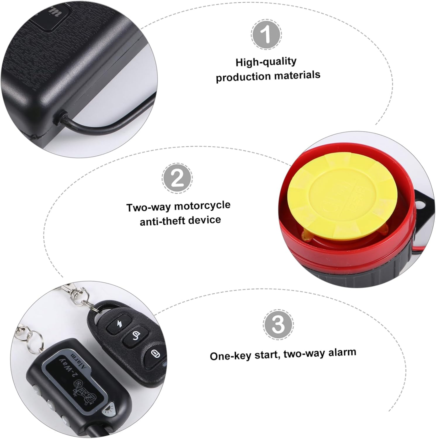 Vaguelly Motorbike 2-Way Alarm System with Remote Control and Sensitivity Adjustment, Dual Flash Motorcycle Anti- Security Device Suitable for Motorbikes and Scooters, Vibration Alert Motorcycle Anti- image number 4