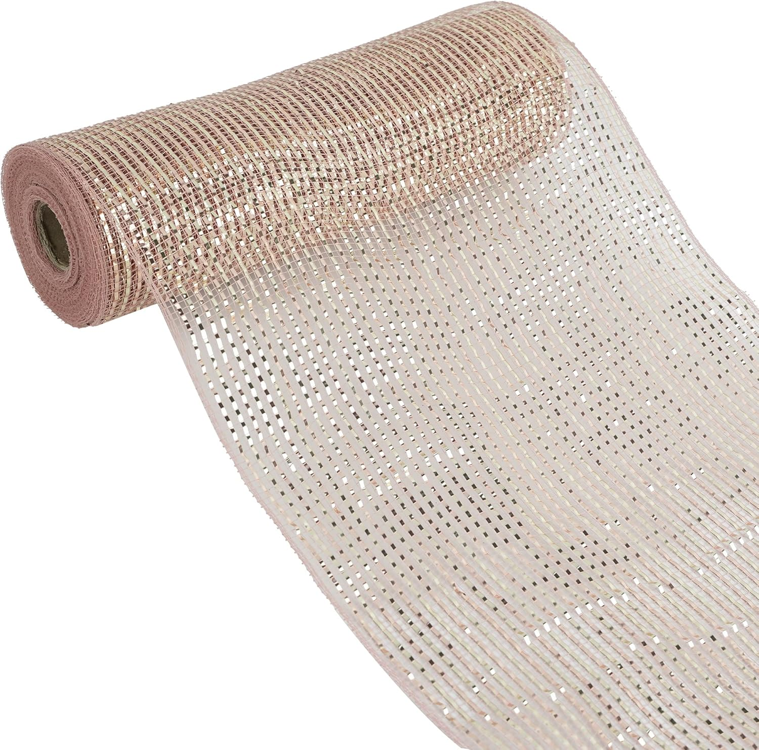 MEEDEE Rose Gold Deco Mesh 10 Inch Wide Ribbon for Christmas Tree, Metallic Mesh Basic Ribbon for Wreath, Wedding, Garland, Staircase, Mailbox Swag Decorating (30 Feet) - Gold Champagne image number 7