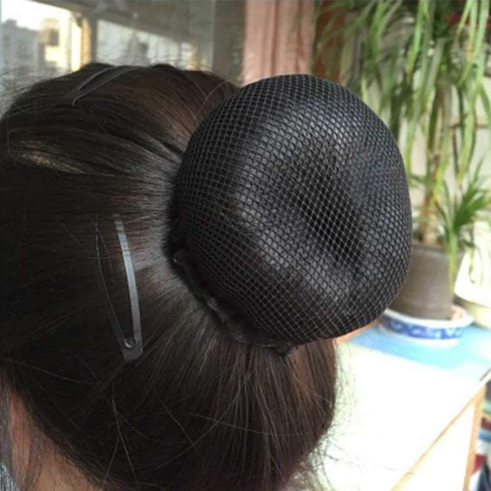 8Pcs Reusable Bun Hair Nets Elastic Flower Edge Hairnet for Ballet Bun Cover Dance Skating Gymnastics Performance Dancers Hair Accessories, Black