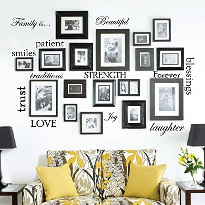 Set of 12 Family Quote Words Vinyl Wall Sticker Picture Frame Wall Family Room Art Decoration #1332 (Matte Black) - Matte Black image number 3