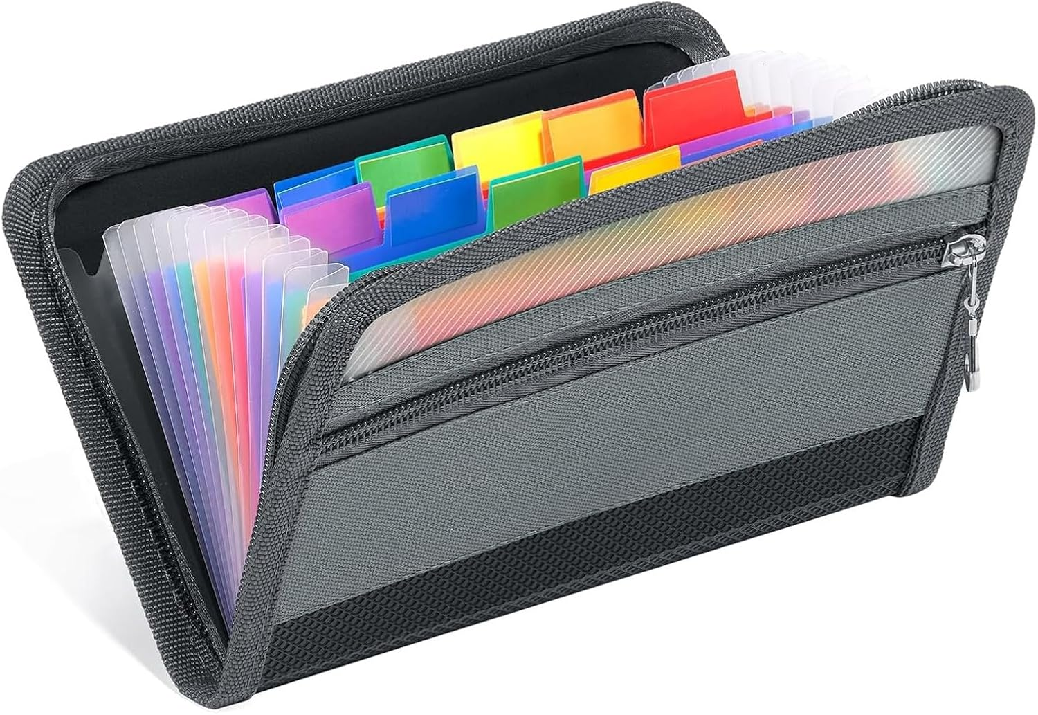Expanding File Folder with Zipper &ndash; 13 Pockets Document Organizer, Portable Accordion Document Wallet for Home/Office/School, Includes 24 Multicolor Labels (Black) (A6-Size) image number 1