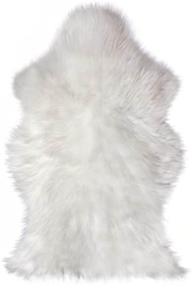 White Faux Sheep Skin Rug Home Idea Indoor Winter Warm Fluffy image number 1