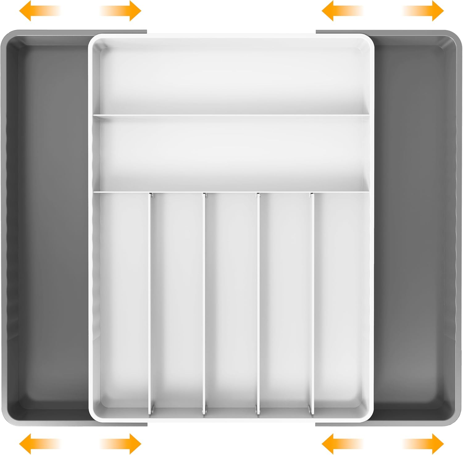 Simplehouseware Expandable Cutlery Drawer Organiser, Adjustable Flatware and Utensil Tray for Kitchen, White