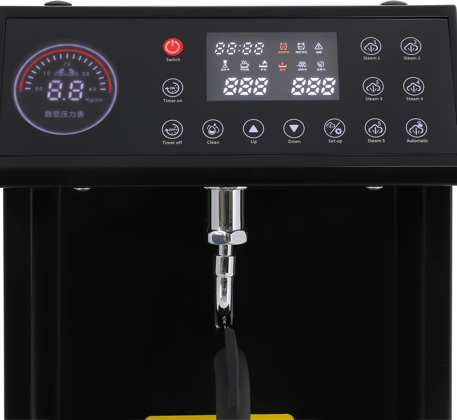 Commercial Steam Milk Frother Machine, Electric Milk Foam Machine with 8L Boiler, Intelligent Steam Boiling Water Frothing Machine, Milk Steamer for Espresso Coffee Tea Shop(Black)