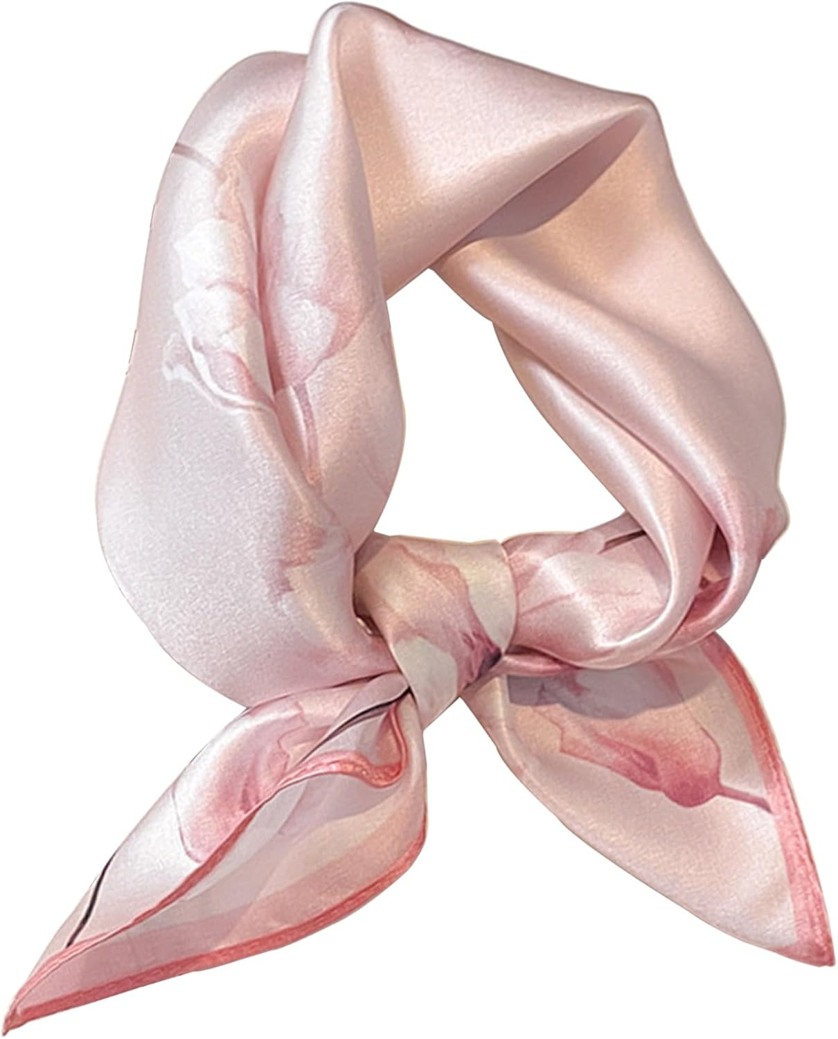 100% Mulberry Silk Scarf for Women Hair Lightweight Square Neckerchief Wrap for Head Scarves 21" - 22-Green Belt /21"*21" image number 2