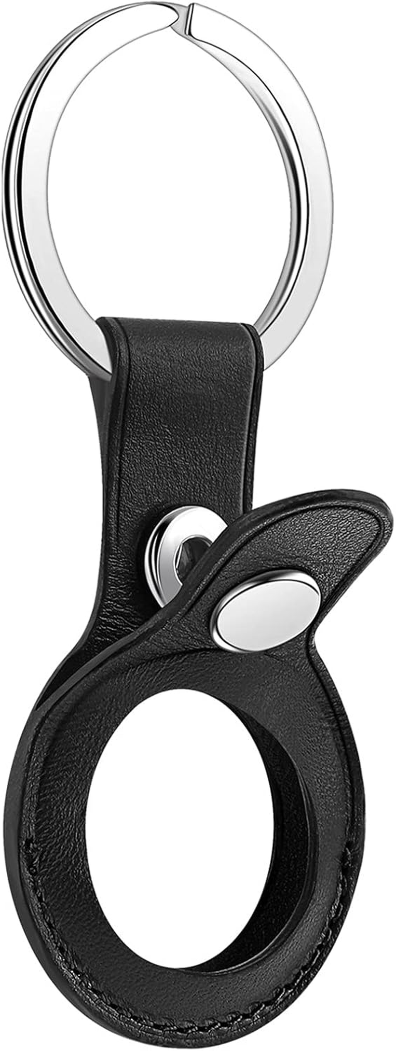 PU Leather Case Cover for Airtag 2021, MH MOIHSING Protective Leather Tracker Holder with Keychain Accessories Skin Cover with Hook Portable Protector Case for Apple Smart Airtags Tracker, Black image number 5