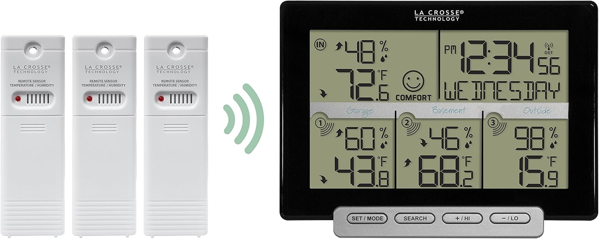 La Crosse Technology 308-1412-3TX-INT Wireless Weather Station (Including 3 Sensors), Black image number 3