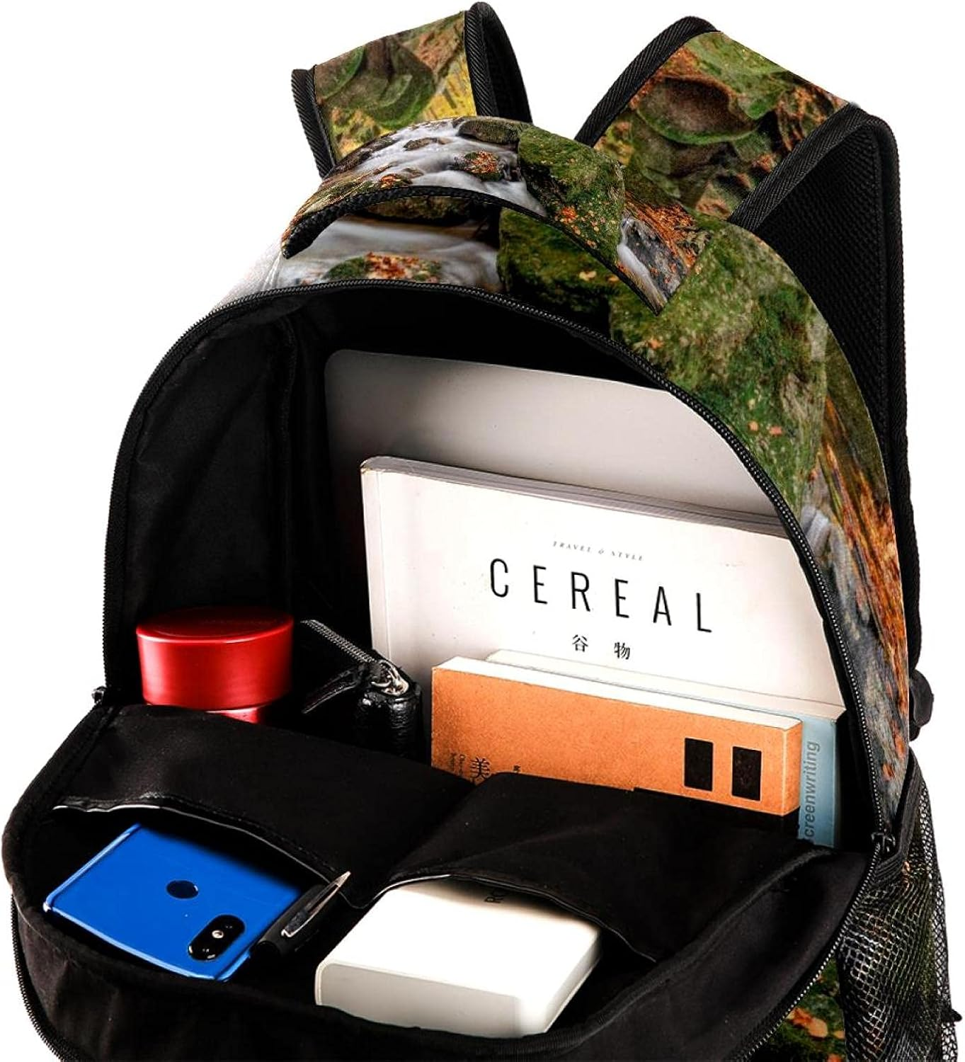 Autumn River Rocks Water Woods Backpack Students Shoulder Bags Travel Bag College School Tote Backpacks image number 4