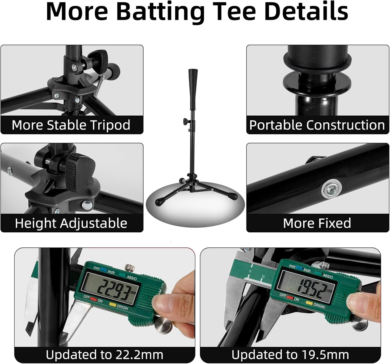 Wiseek Kids Baseball Tee, 20.87 to 31.29 Inches Batting Tees for Baseball with Carry Bag, Portable Stable Baseball Tees for Hitting, Tripod Tanner Tee for Baseball Practice Stand Aged 3-8 Years image number 6