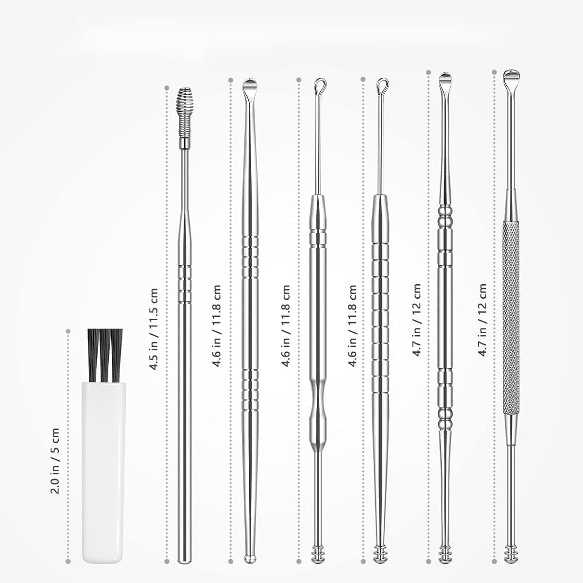 6PCS Ear Care Earwax Cleaner Scoop Removal Kit-Stainless Steel Ear Pick Remover Curette Tools with Storage Box and Clean Brush image number 1