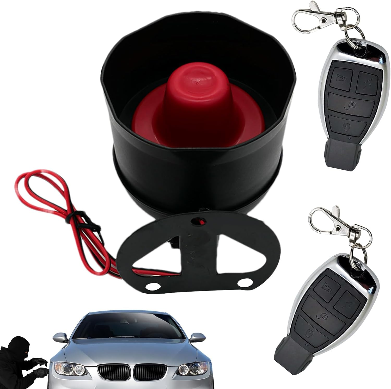 12V Vehicle Security Siren &ndash; Anti-Theft Alarm System with Remote Controllers | Adjustable Sensitivity, Loud & Clear Sound for Enhanced Car Protection image number 6