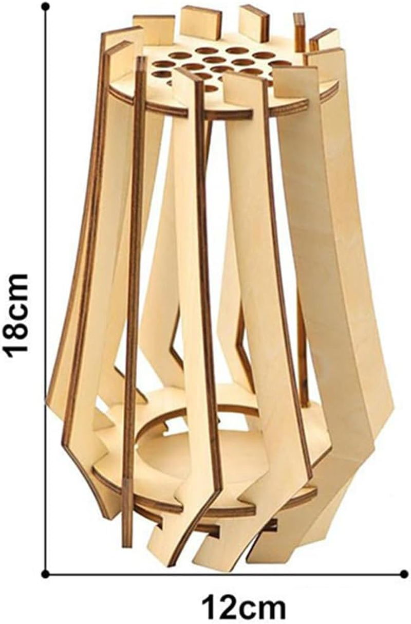 Wooden Puzzle Flower Vase, Wooden Vase for  Flowers, 3D Assembly Model Kit, 2 Pcs Wood Display Stand Vase, Display Stand for Flowers, Perfect for Dried Flower, Artificial Blooms Ornament image number 1