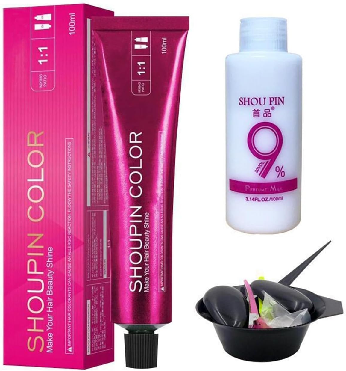 Shoupin Color, No Bleaching Hair Nourishing Coloring Hair Dye, Ammonia Free Hair Color for Women and Men, Hair Dye Permanent for Dark Hair without Bleach (Brown)