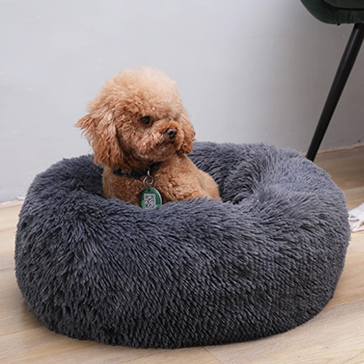 Calming Dog Bed & Cat Bed, Warming Cozy Soft Dog round Bed, Fluffy Faux Fur Plush Dog Cat Cushion Bed for Small Medium Dogs and Cats，Diameter16In image number 5