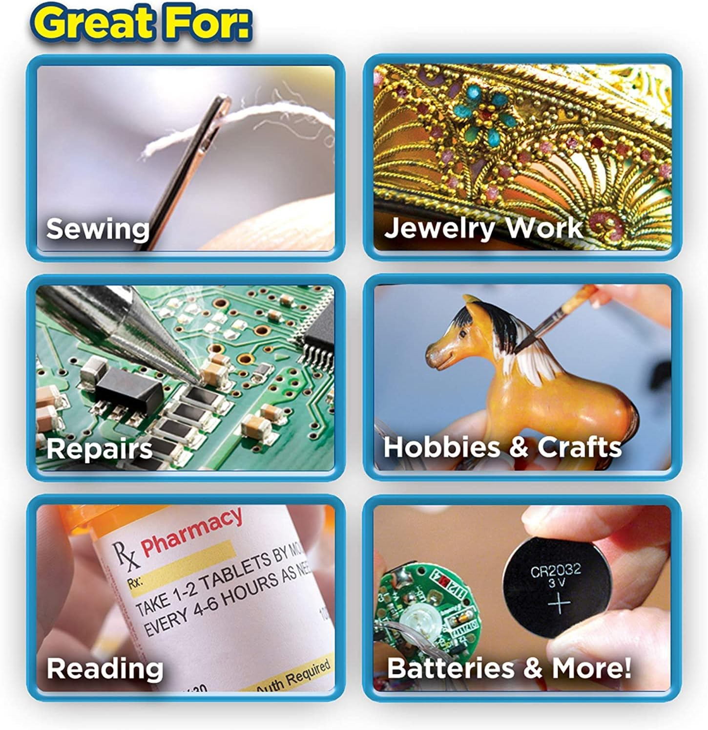 Mighty Sight Magnifying Glass with LED Light & Travel Case - Magnifying Glasses for Close Work - Computer Glasses for Women, Men'S Reading Glasses, Eye Glasses with Work Light - as Seen on TV image number 4