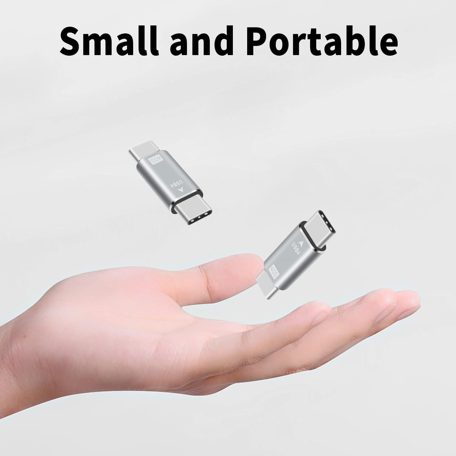 Danfetsoy USB C Male to USB C Male Adapter 40Gbps, Type C Male to Connector Adapter Support 100W, 40Gbps for Laptop, Tablet, Phones (Silver, 2 Pack) - Silver image number 5