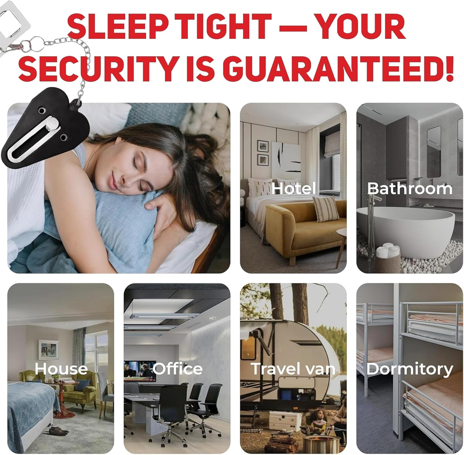 Nlvnmv 4 Pack Portable Door Locks for Travel and Home, Extra Security Lock for Inward-Opening Doors, Prevent Unauthorized Entry in Hotels, Bedrooms, Apartments image number 4