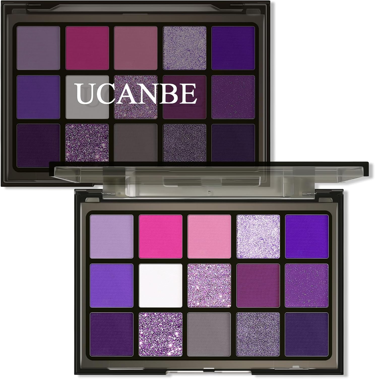 UCANBE Purple Eyeshadow Makeup Palette, 15 Colors Dark Smokey Shimmer Matte Metallic Glitter Eye Shadow Pallet, Violet Lavender Pink Make up Kit for Cosplay Halloween Ursula Witch Costume Parties image number 2