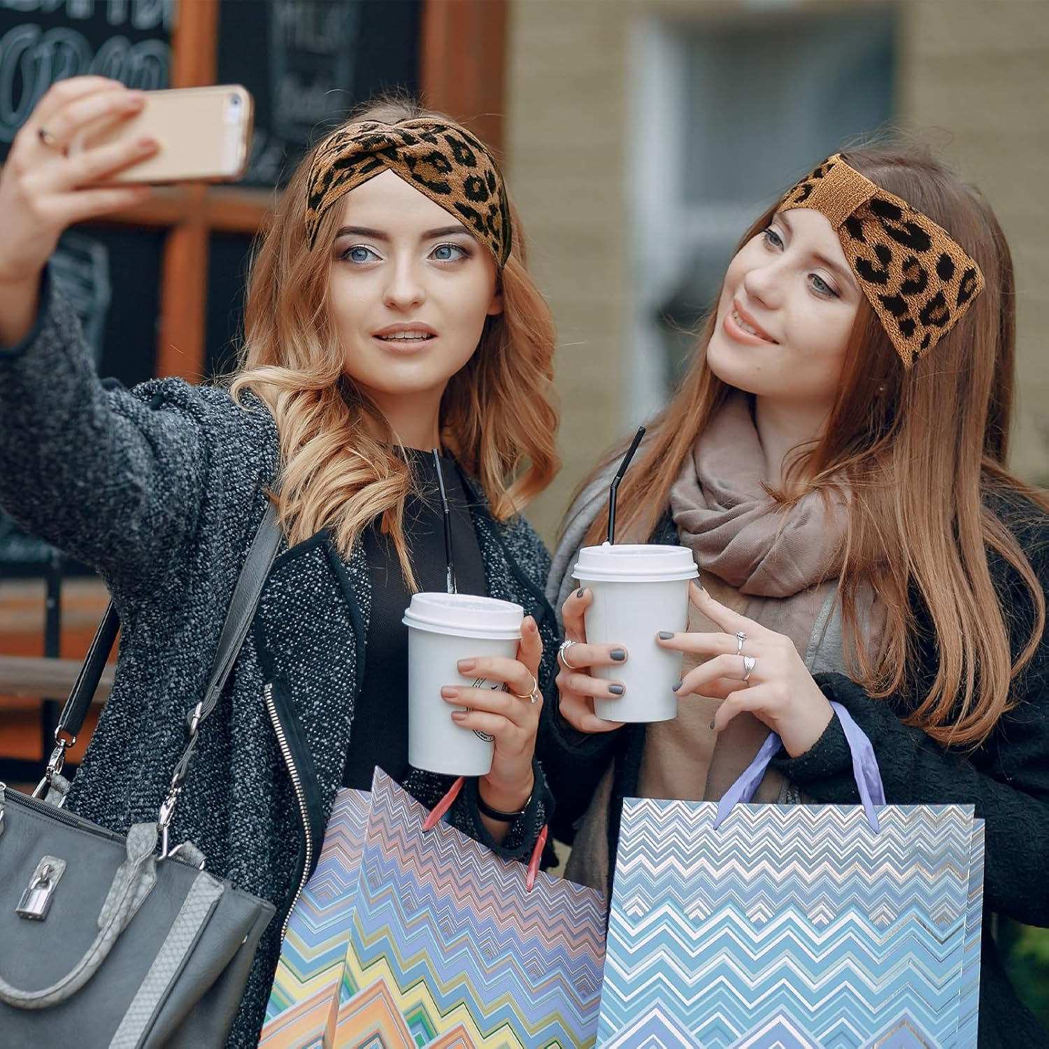 LUMOOM Pack of 2 Women'S Leopard Print Hair Bands, Soft Headband Hair Band Wide, Elastic Headband, Thin Non-Slip Hair Bands for Autumn Winter, Sports & Makeup image number 1