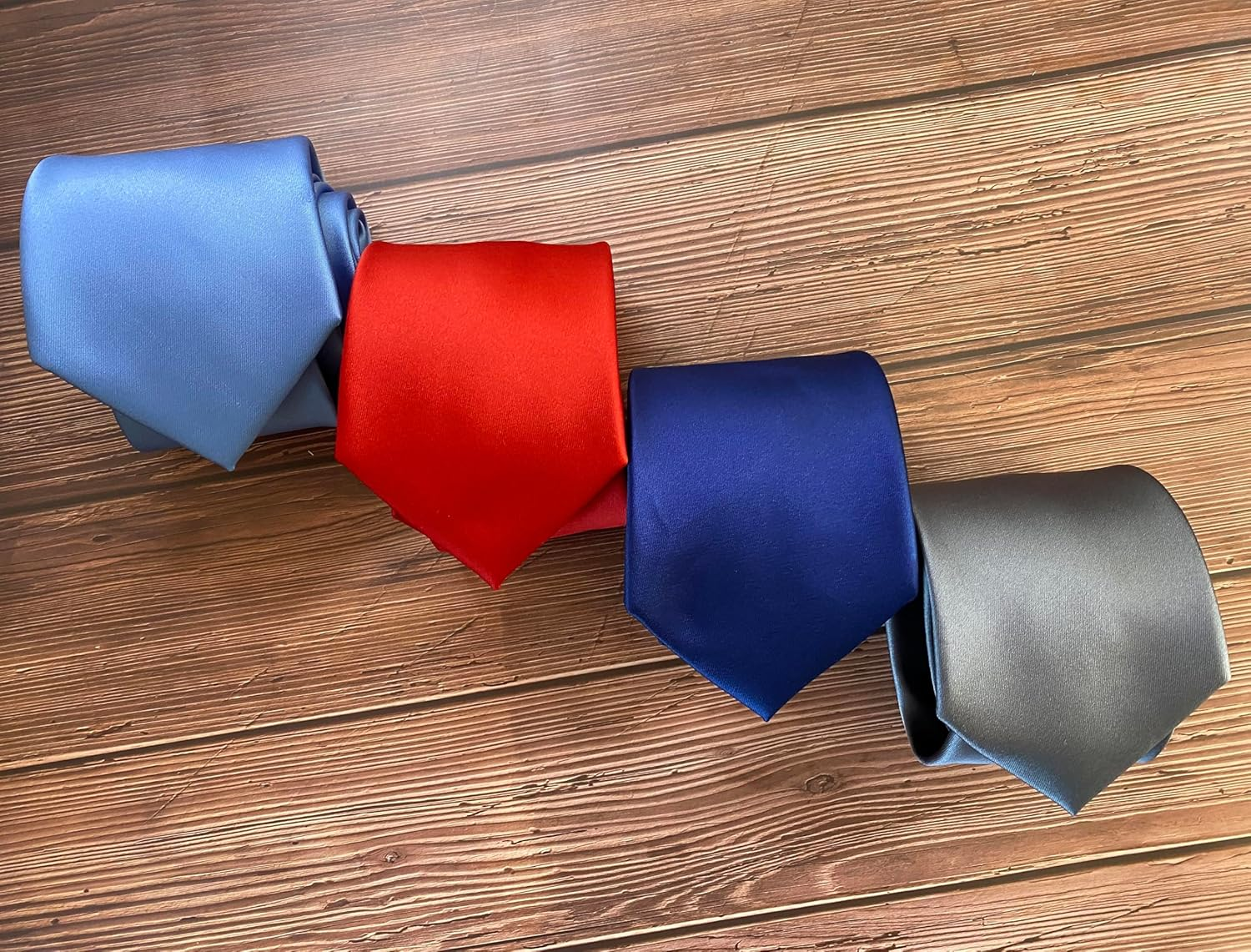 Kissties 63'' XL Ties for Men Extra Long Solid Satin Necktie + Gift Box - Gray - One Size