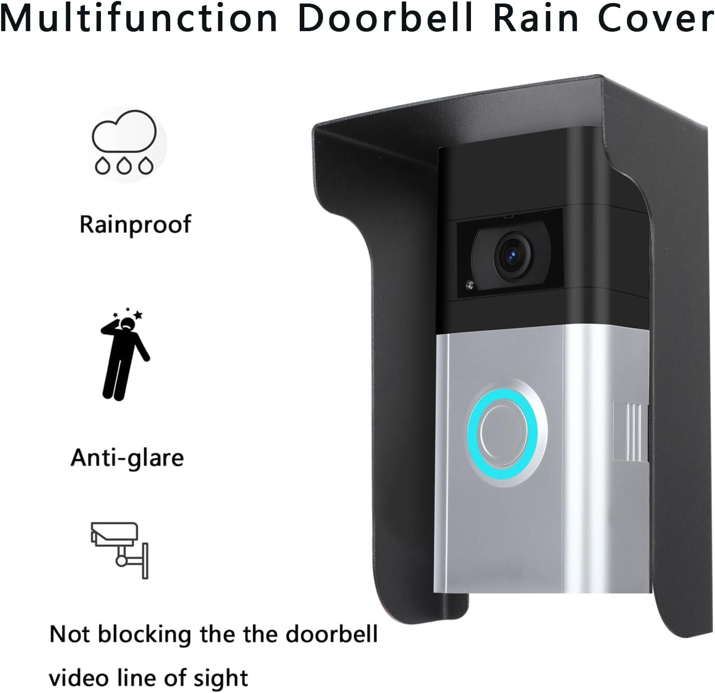 Metal Doorbell Cover Compatible with Ring/Blink (New Model)/Google Nest/Arlo/Eufy/Aosu Doorbell, Myq Smart Garage Door Video Keypad Protector, Weatherproof Access Control Keypad Cover, anti Glare image number 3