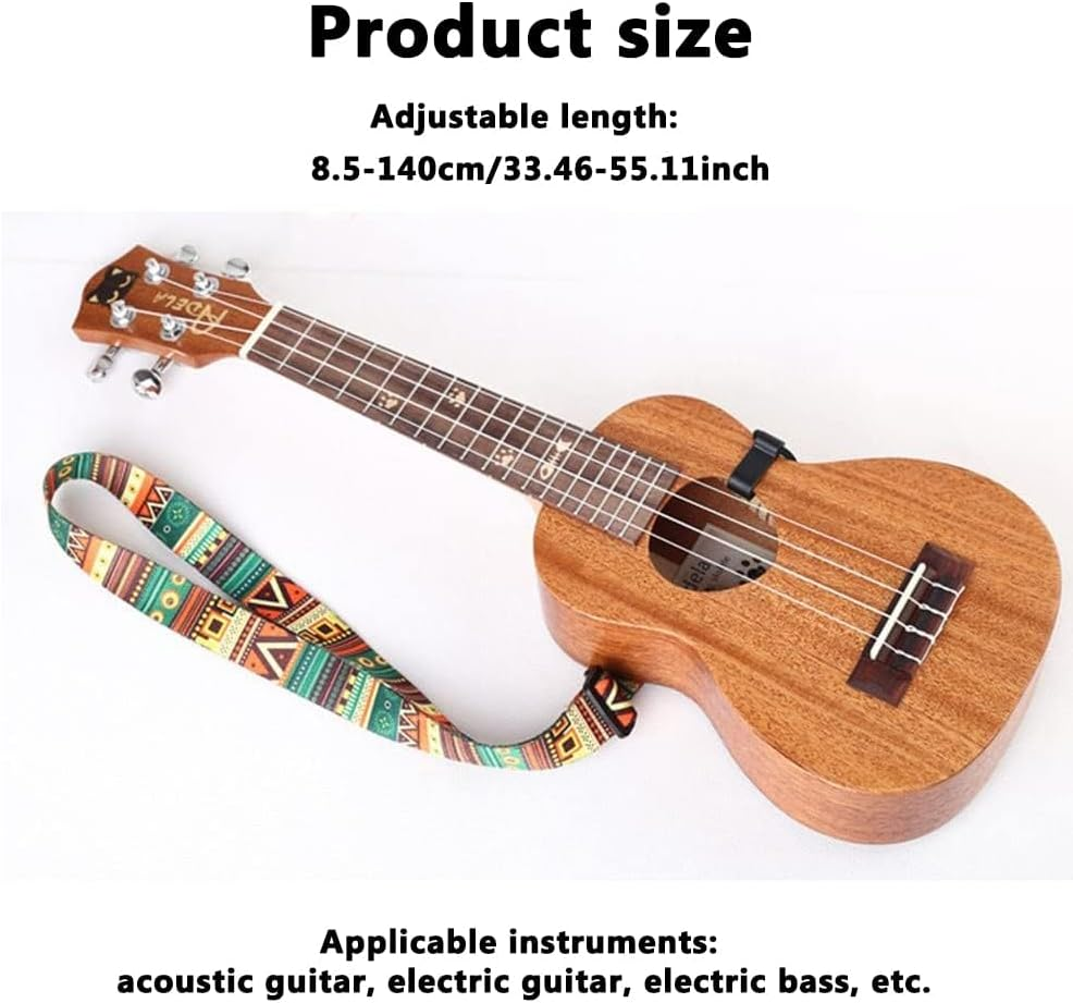 Ukulele Strap, Adjustable Mayan Style Ethnic Guitar Strap with Clip, 23"-55" ，For Acoustic Guitar, Electric Guitar, Bass, and Ukulele image number 5