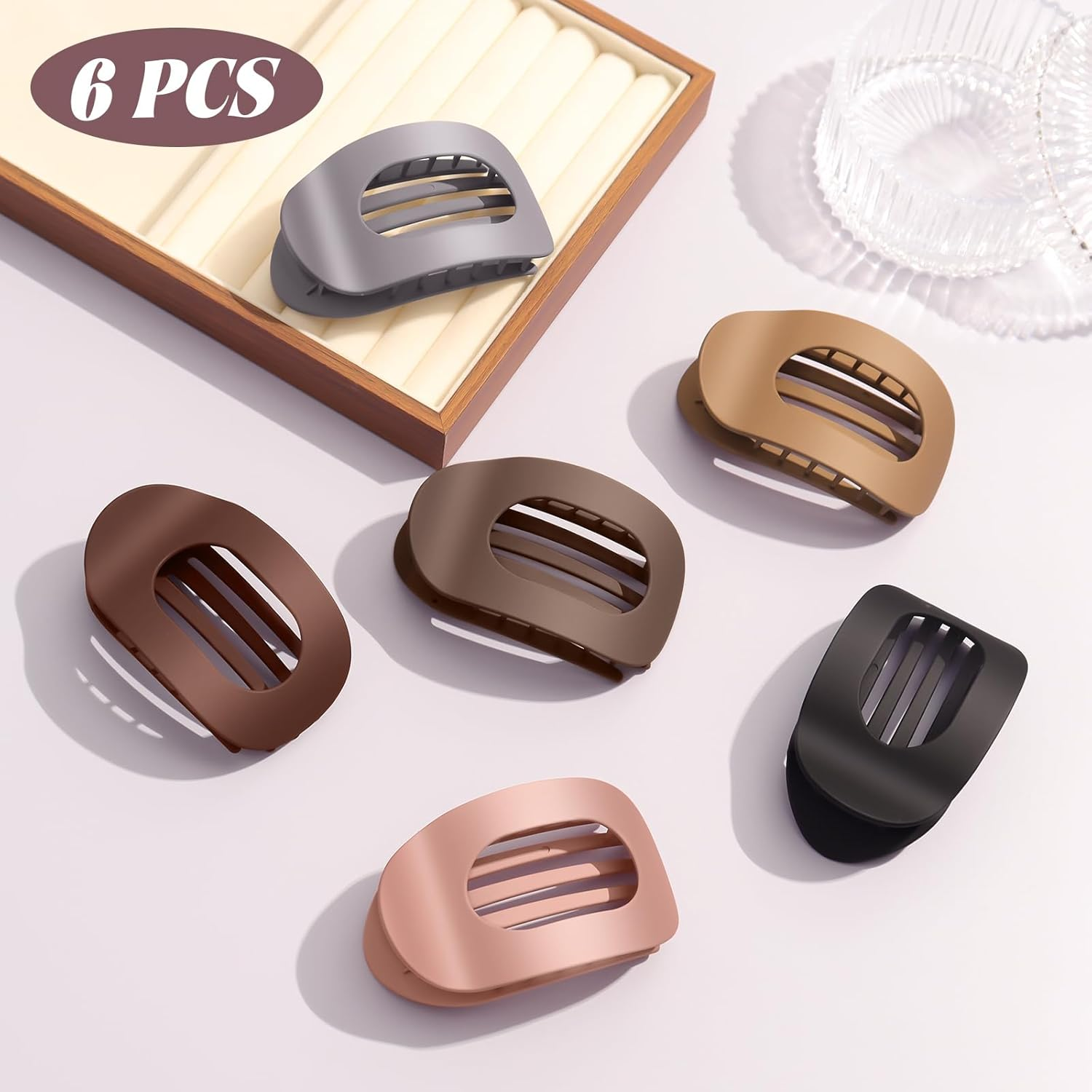 Kavya Flat Hair Clips Women - 6 Pcs Curved Design Flat Hair Claw Clips for Lying & Driving Non-Slip Duckbill Hair Clips - Strong Hold round Claw Clip for Thin & Thick Hair French Hair Accessories image number 4