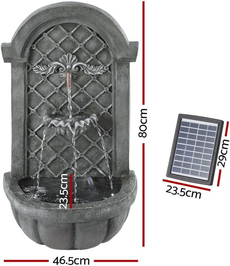 Gardeon Solar Fountain Water Feature Wall Mount Garden Fountains 80CM Grey image number 3